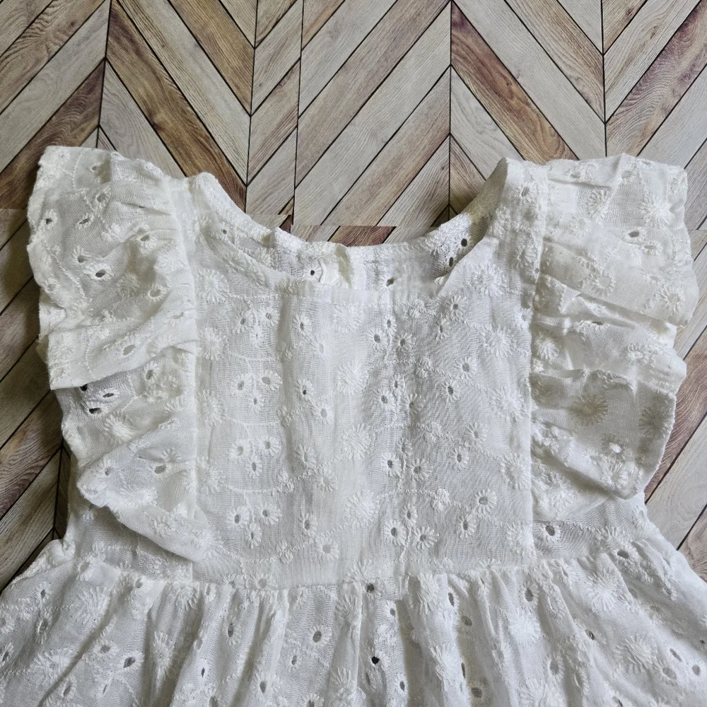 Baby Girl Peach Print Bloomer Set Ruffle Eyelet Tunic Top & Summer Shorts 9-12M